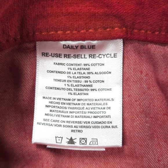 NWT Daily Blue Manya Organic Cotton Velveteen Denim Jeans Sz. 26 Swing [Ruby] - Picture 8 of 12